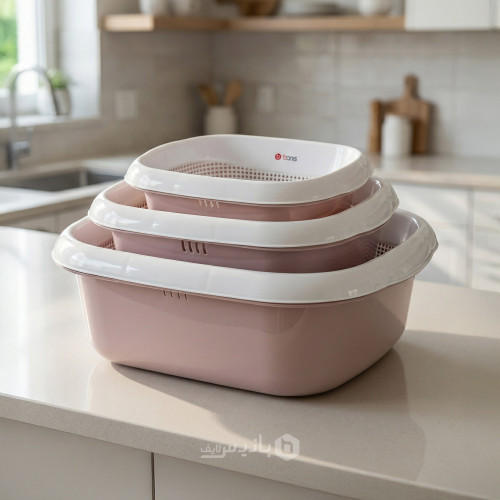 ست آبکش و لگن چهارگوش 6 پارچه بانیس