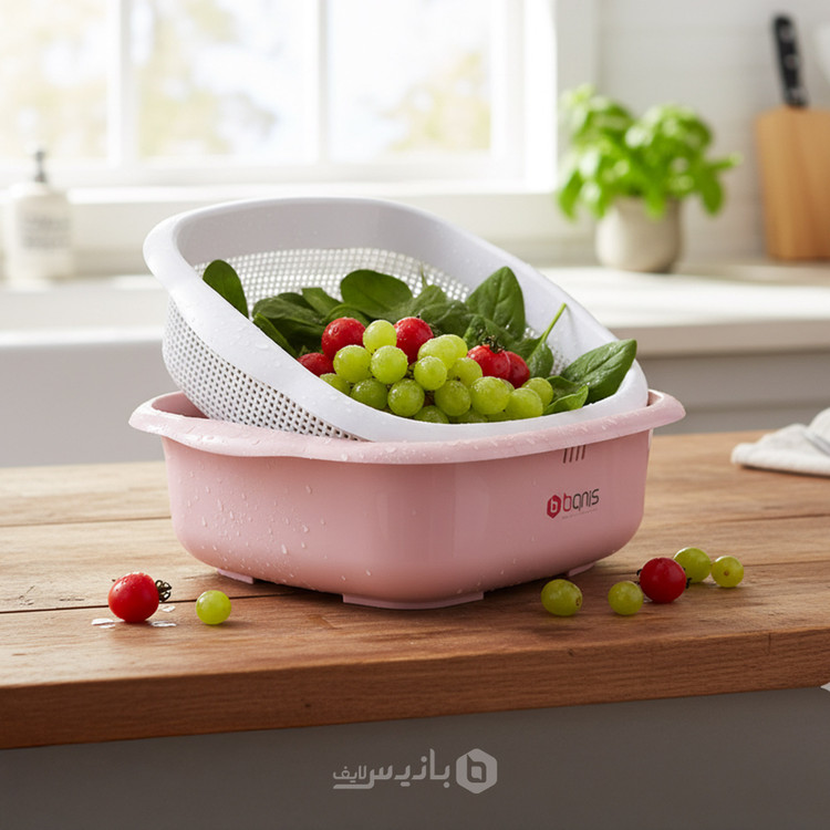 ست آبکش و لگن چهارگوش 6 پارچه بانیس