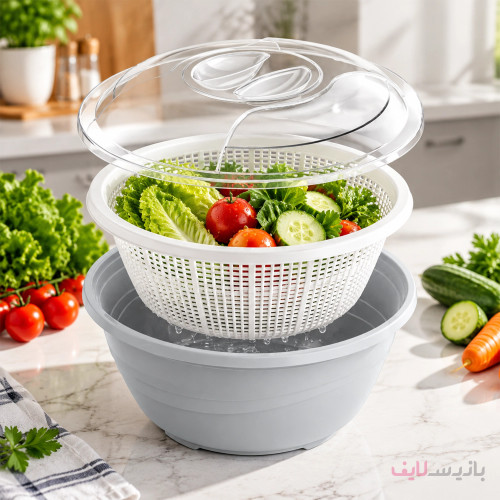 ست سه پارچه گرد بانیس (آبکش و لگن درب دار) بانیس مدل گلوریا - قطر 23 سانتی متر