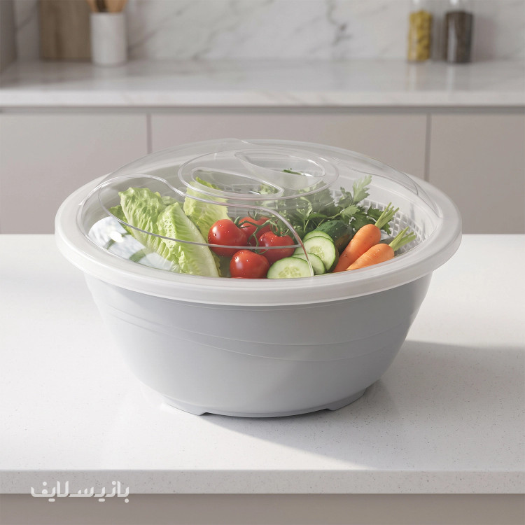 ست سه پارچه گرد بانیس (آبکش و لگن درب دار) بانیس مدل گلوریا - قطر 23 سانتی متر